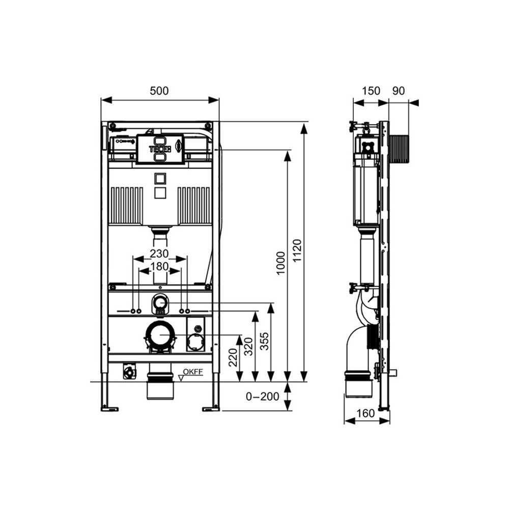 Инсталляция Tece TECEprofil для подвесного унитаза TOTO Neorest (9300344)