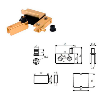 Петля EDSON FH937 SET GOLD для стекл. дверей комплект