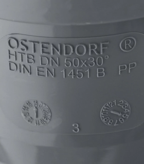 Отвод Ostendorf HTB d50 мм 30° пластиковый для внутренней канализации