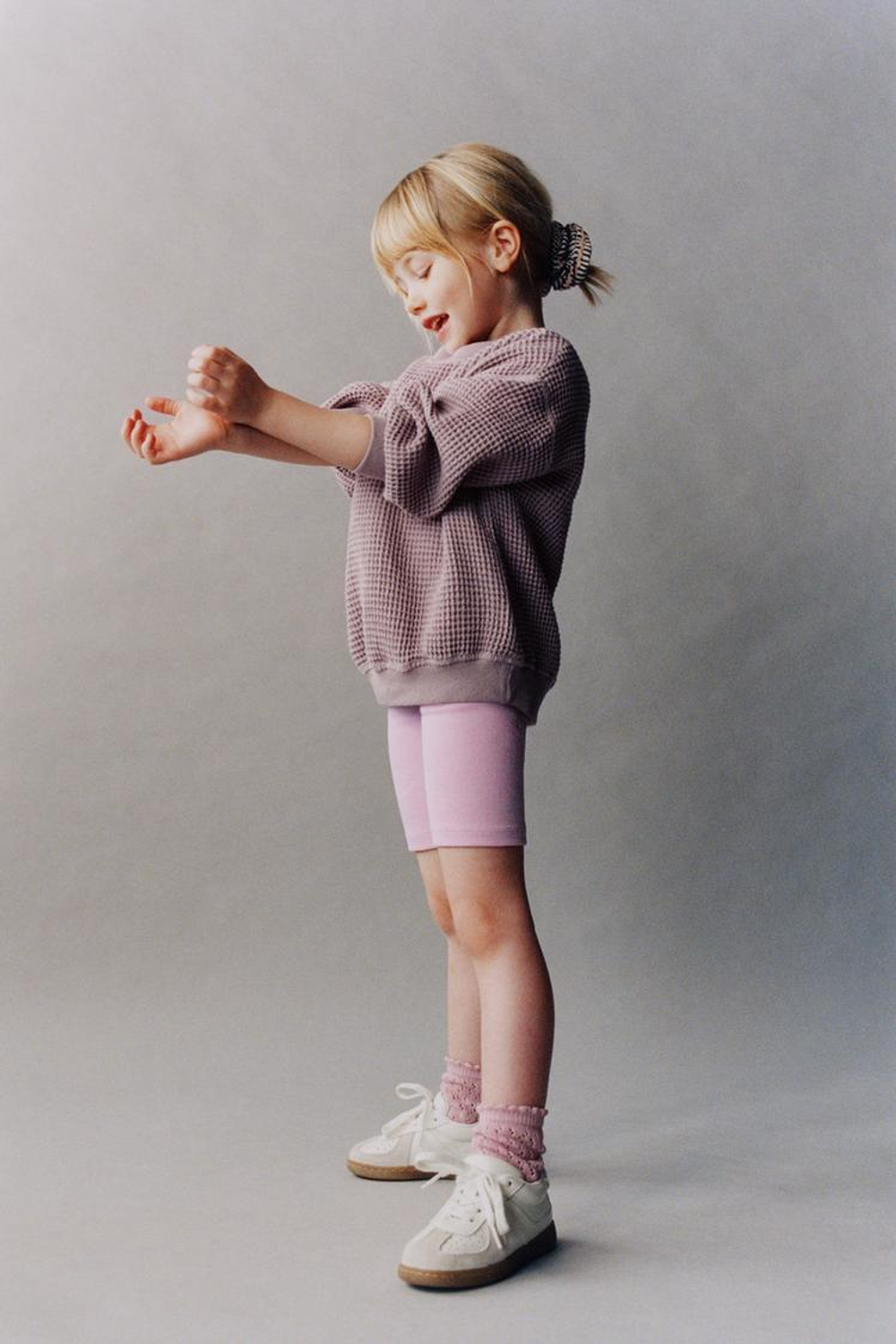 ZARA ШОРТЫ-ВЕЛОСИПЕДКИ В РУБЧИК, ПАСТЕЛЬНАЯ МАЛЬВА