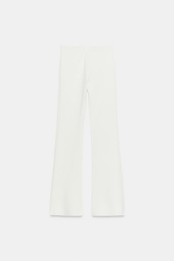ZARA РАСКЛЕШЕННЫЕ БРЮКИ СТРЕЙЧ, ЖЕЛТОВАТО-БЕЛЫЙ