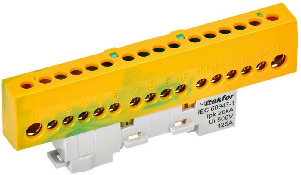 Шина PE "земля" изол на универс. держ. 8х12-16-ЖЗ TEKFOR IEK TF-NN20-16-KL-K52