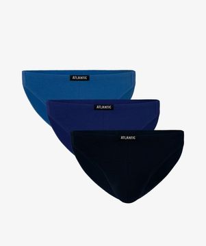 Мужские трусы (3шт) слипы мини Atlantic 3MP-119, бирюзовые + голубые + темно-синие