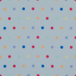 Шёлковый крепдешин приглушенно-голубого цвета в разноцветный горох