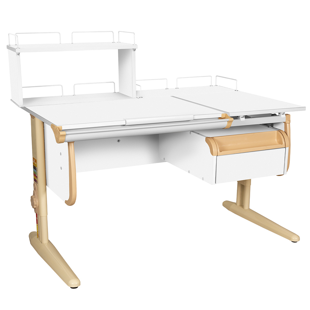 Растущая парта СУТ 25 с задними полками СУТ.15.210 и СУТ.15.240 и навесной тумбой (1200×880 мм)