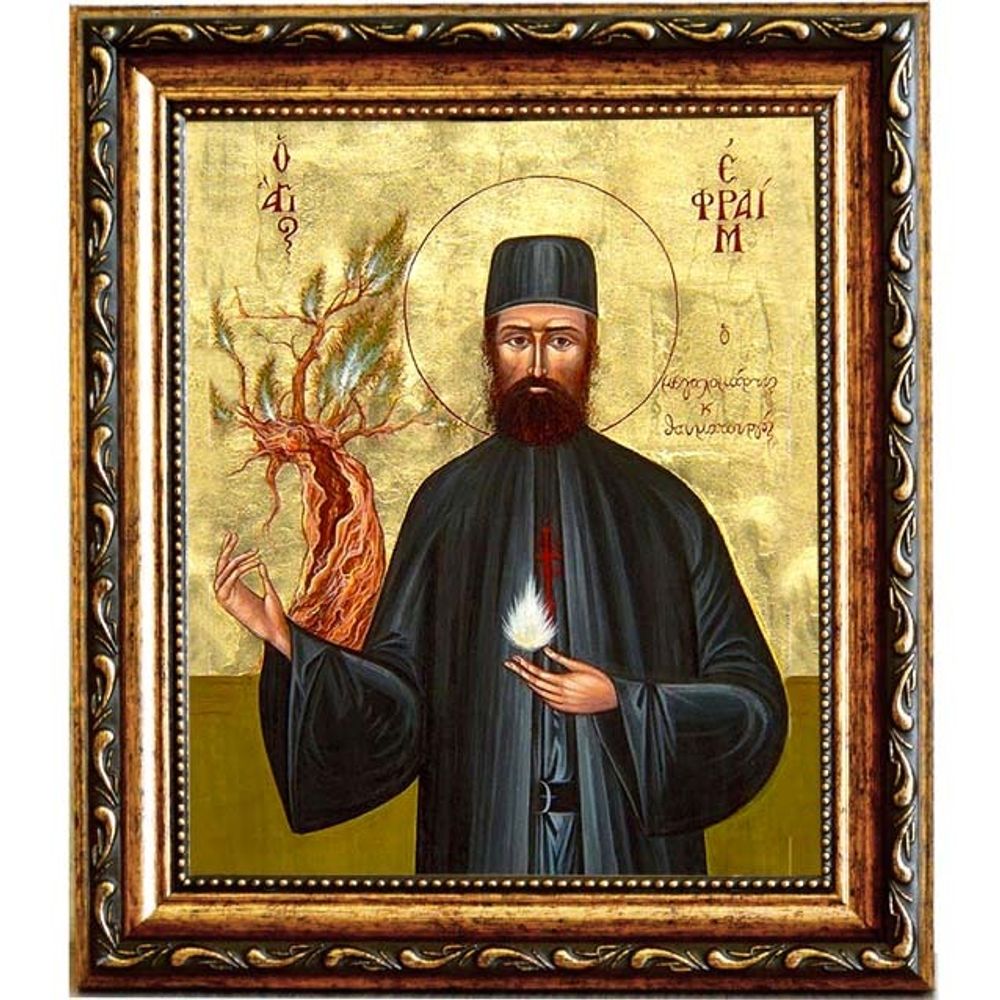 Ефрем Новый (Новоявленный), Новомакрийский, Неамакринский преподобномученик. Икона на холсте.