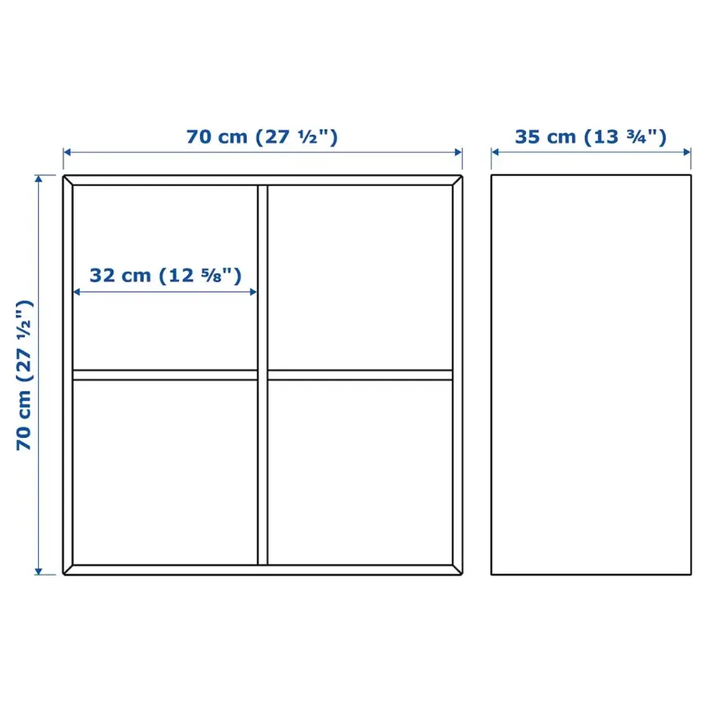 Шкаф навесной с 4 отделениями - IKEA EKET / ЭКЕТ ИКЕА, 70x35x70см, коричневый