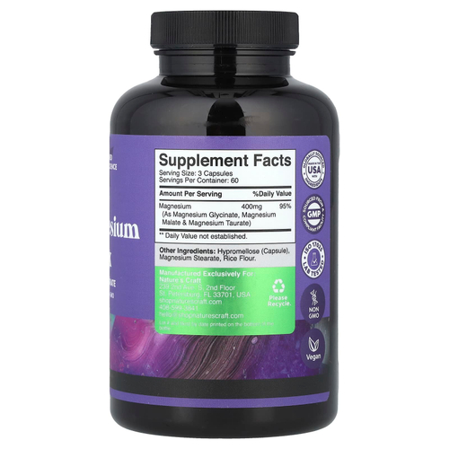 Nature's Craft, Комплекс тройного магния, 180 капсул (133 мг в каждой капсуле)