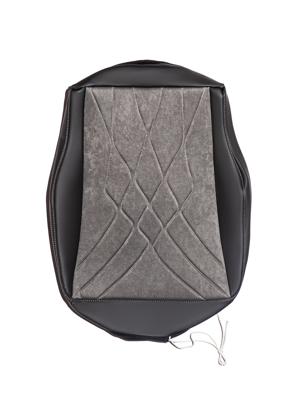 Чехлы Люкс MAN TGX, TGS с 2021 года без регулировки ремня безопасности водителя по высоте (экокожа, черный, серая вставка)