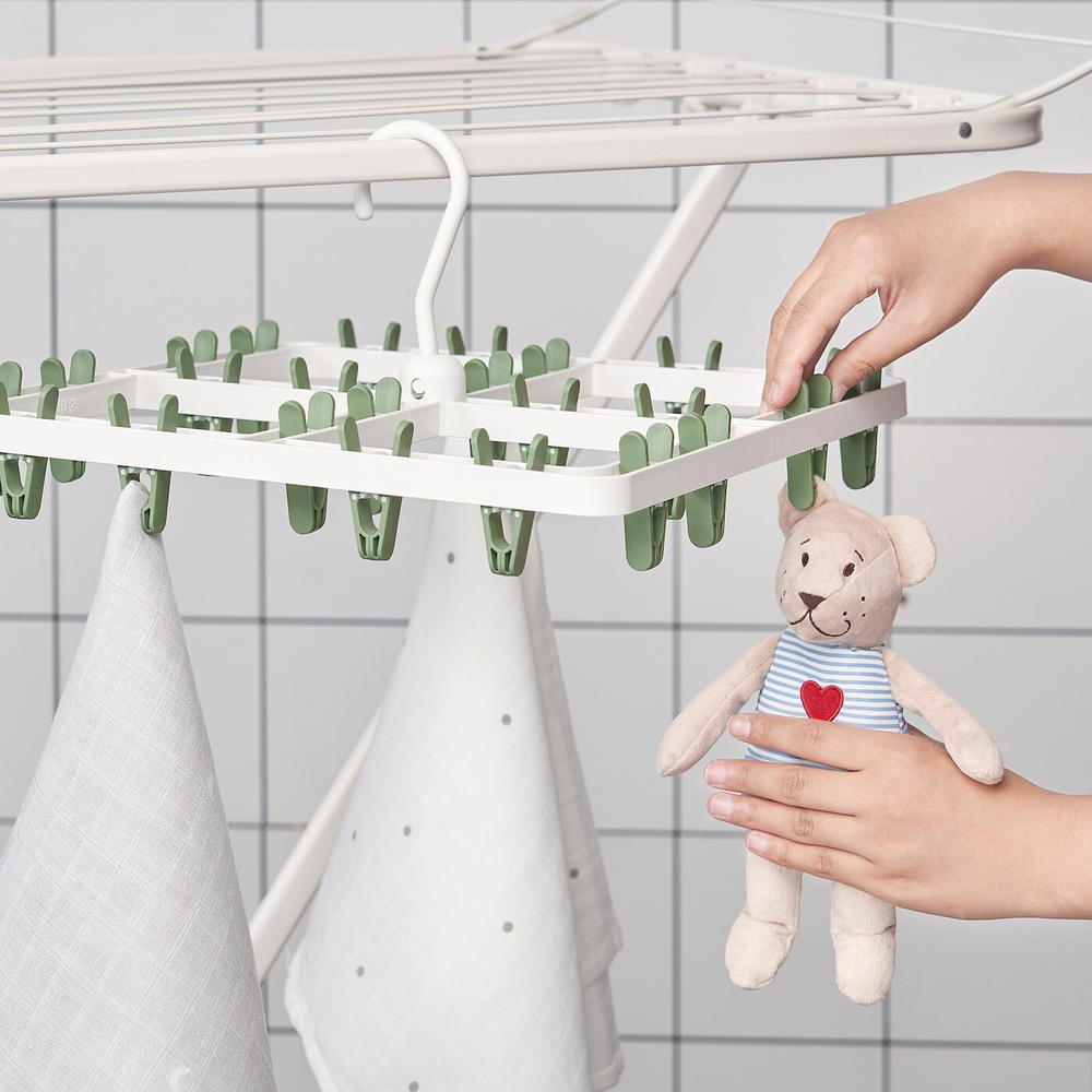 IKEA SLIBB  (ИКЕА СЛИББ)  -  Подвесная сушилка 24 прищепки, зеленый