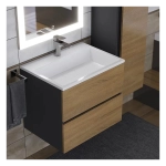 Тумба с раковиной Uperwood Barsa 60 см, раковина белая, подвесная тумба черная/дуб сонома