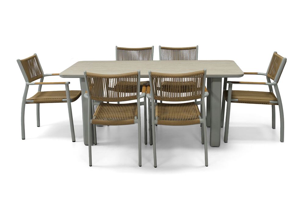 "Витория" обеденная группа плетеная, цвет соломенный