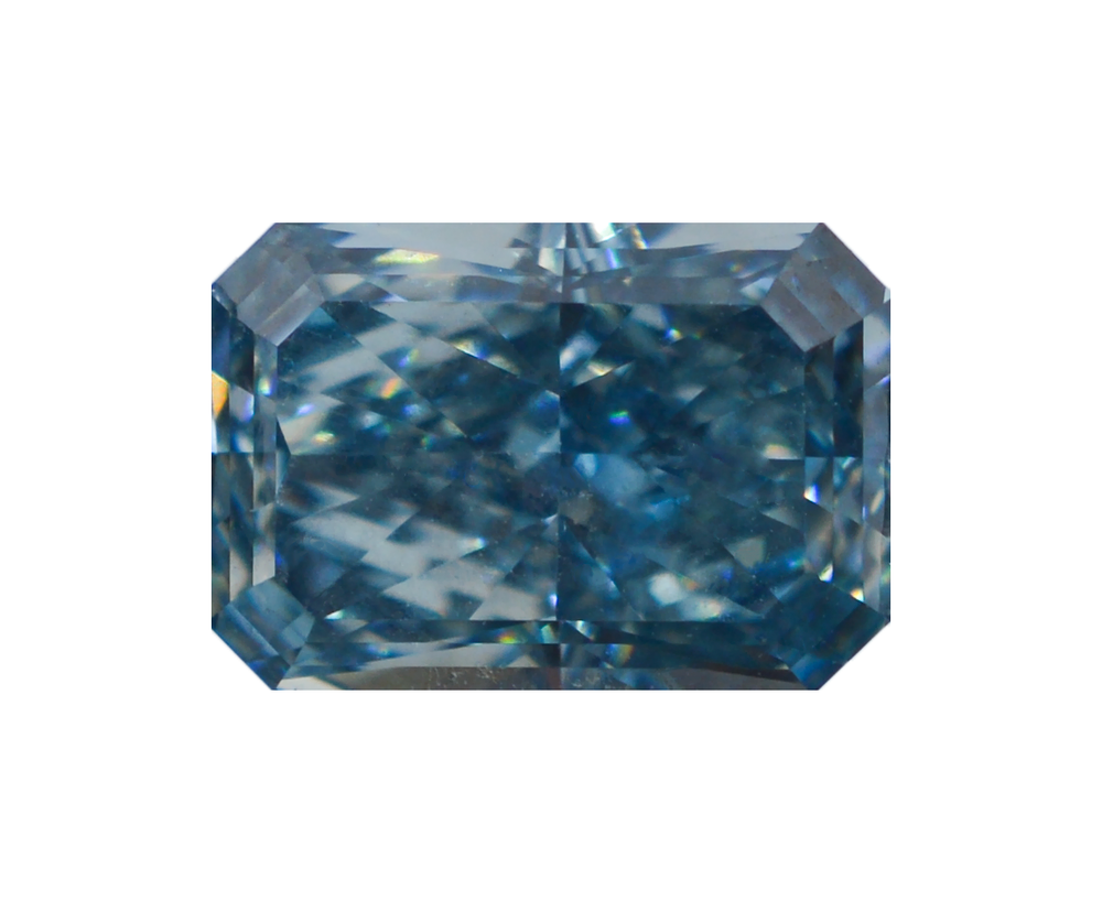 Лабораторно-выращенный бриллиант радиант 7.84 х 5.38 х 3.83 мм FancyVIVID BLUE/VVS2 1.56 ct