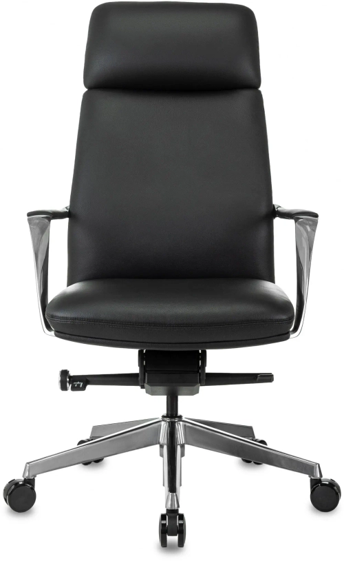 Кресло руководителя Бюрократ _VEGA черный кожа крестов. алюминий