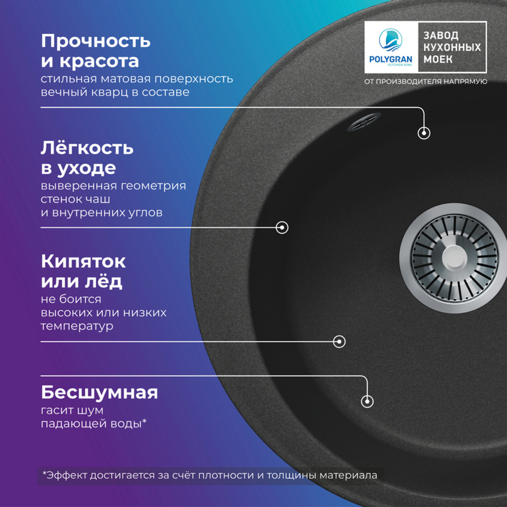Мойка TOLERO R-108 черный №911