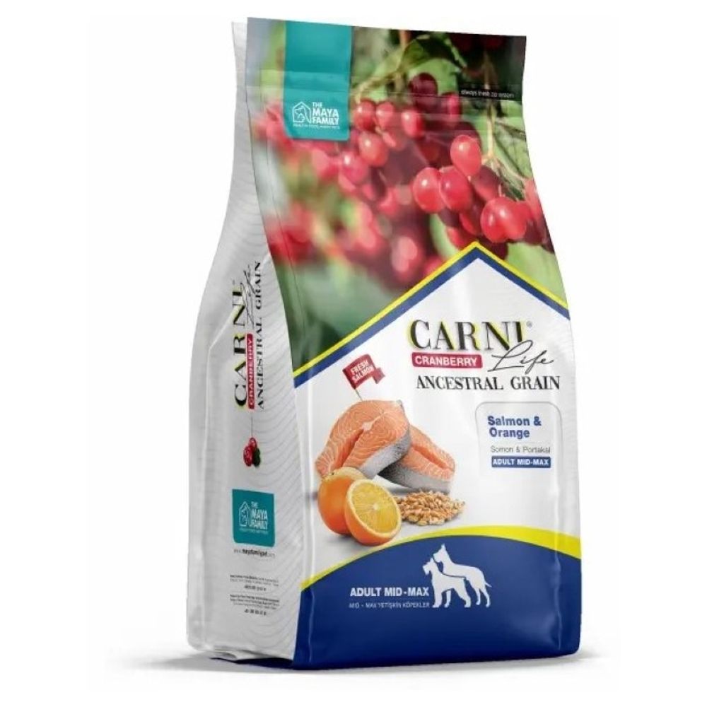 Сухой корм CARNI Life Medium Maxi для взрослых собак средних и крупных пород с лососем, апельсином и клюквой - 12 кг