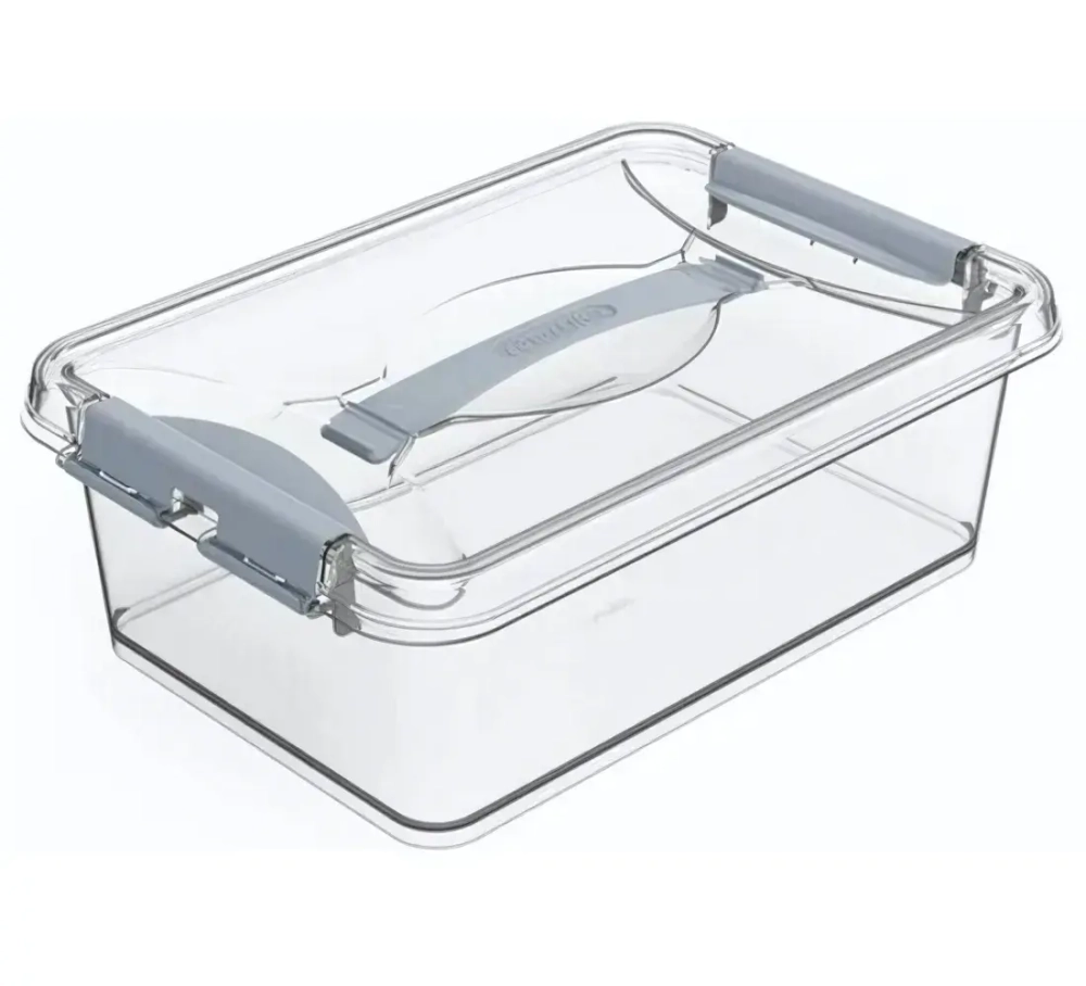 Контейнер для хранения с крышкой, ручкой и ручками-защелками «КЛИК», прозрачный, 11.6*15.1*19.1см, 6л С272ПРО