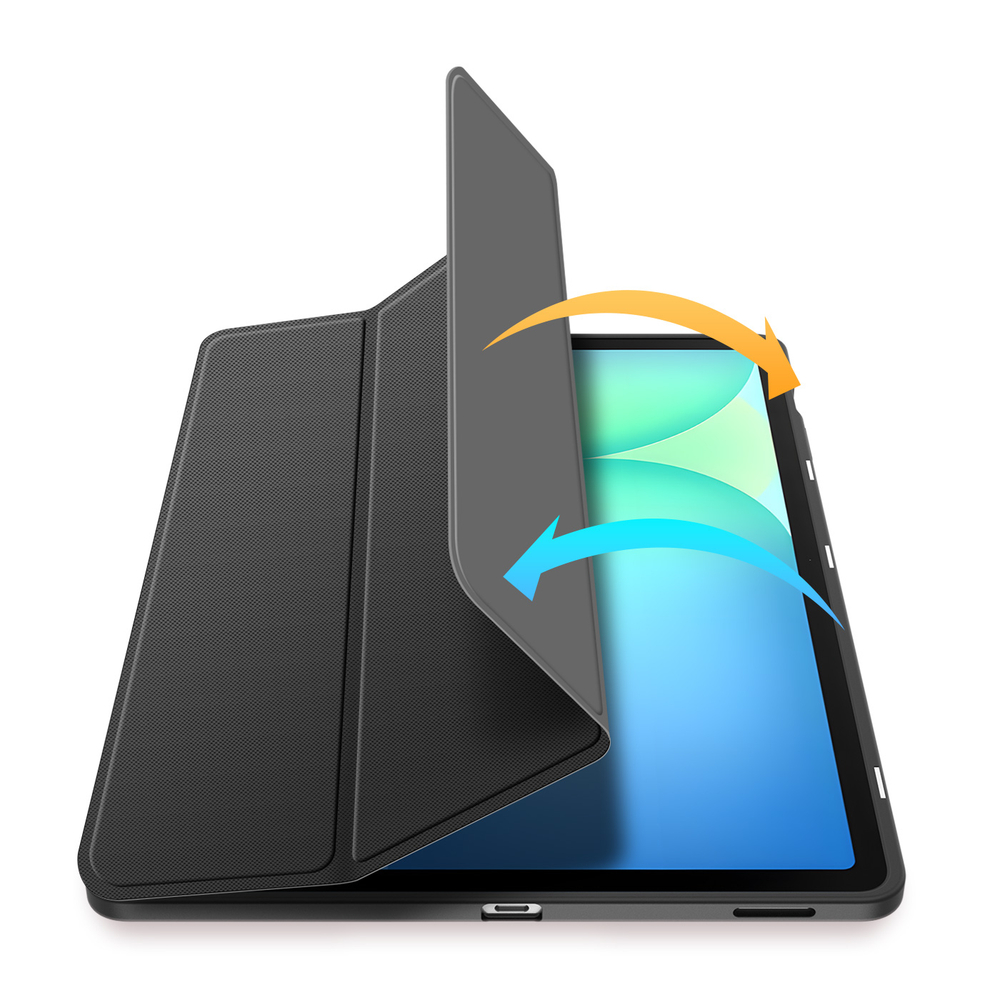 Чехол книжка черного цвета от Dux Ducis для Samsung Galaxy Tab S10 FE Plus, серия Toby Series Case, с функцией пробуждения и сна