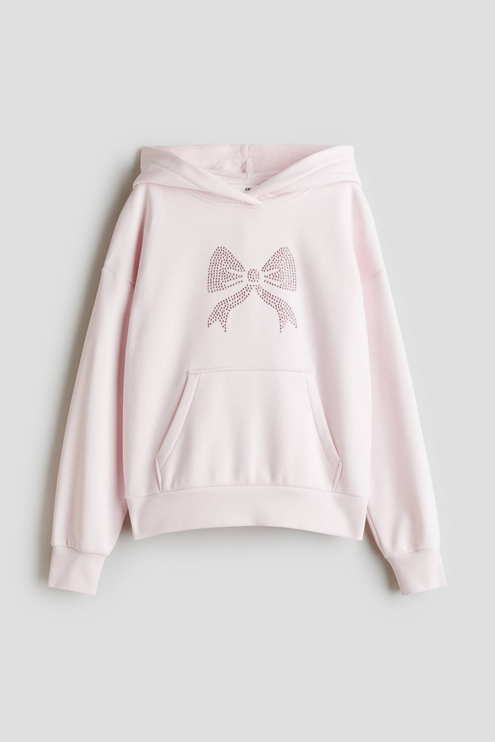 H&M Толстовка с капюшоном и принтом, светло-розовый