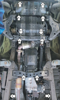 Защита картера Двигателя, КПП, Радиатора, для Mitsubishi Pajero Sport/L200 2016-2021 MOTODOR.31336