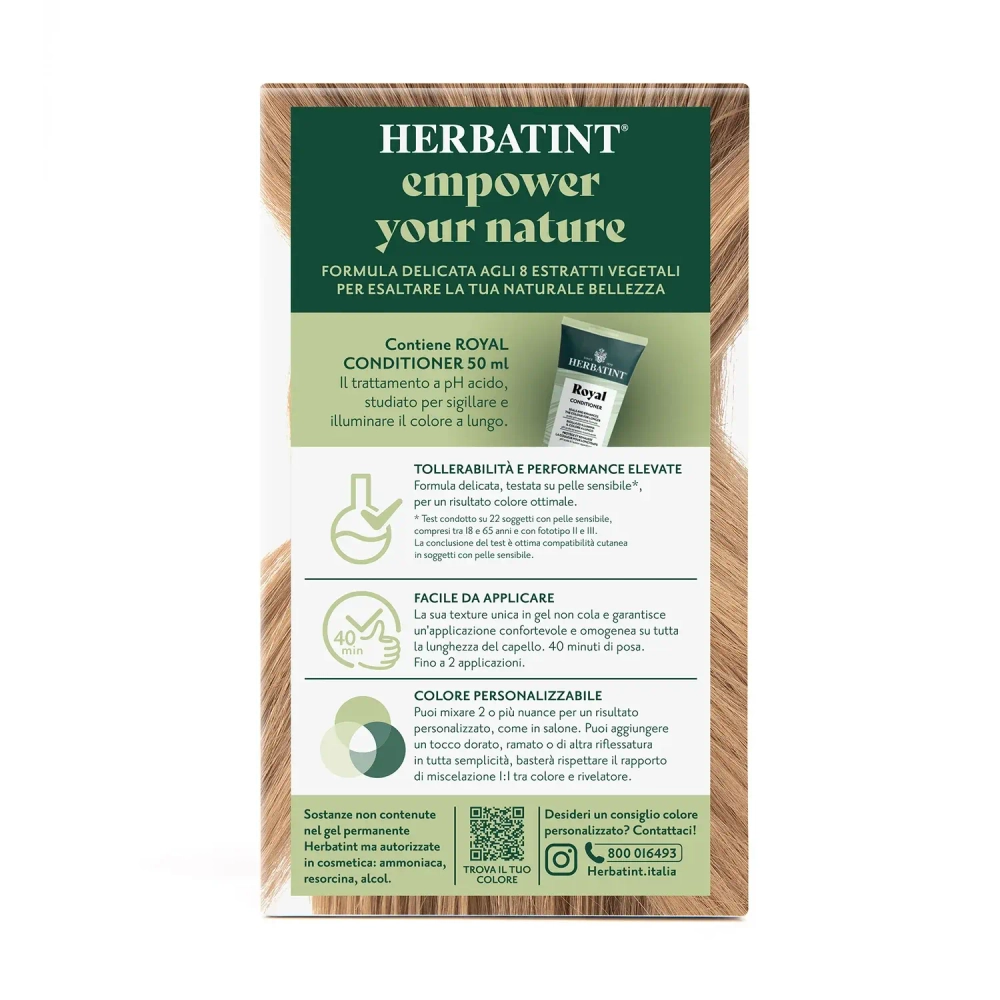 8D СВЕТЛЫЙ ЗОЛОТИСТЫЙ БЛОНДИН - гель-краска для волос HERBATINT, 170 мл / из Европы /