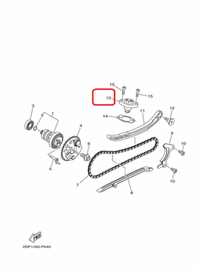 2ND-E2210-20. TENSIONER ASSY, CAM CHAIN. Yamaha N-Max, NMX 125-150