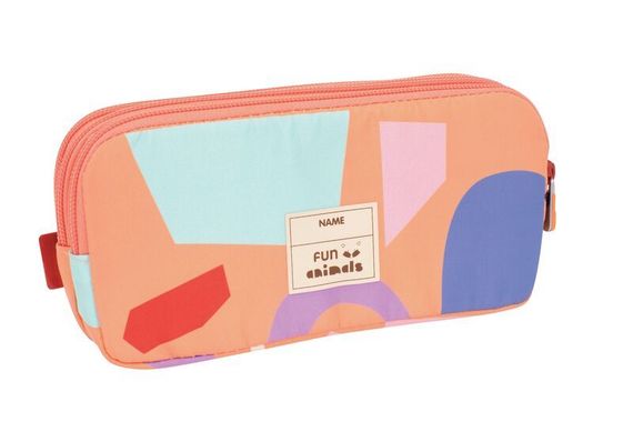 Penal \ Пенал \ Pencil bag 3-ZIPPER PENCIL CASE FUN ANIMALS ORANGE