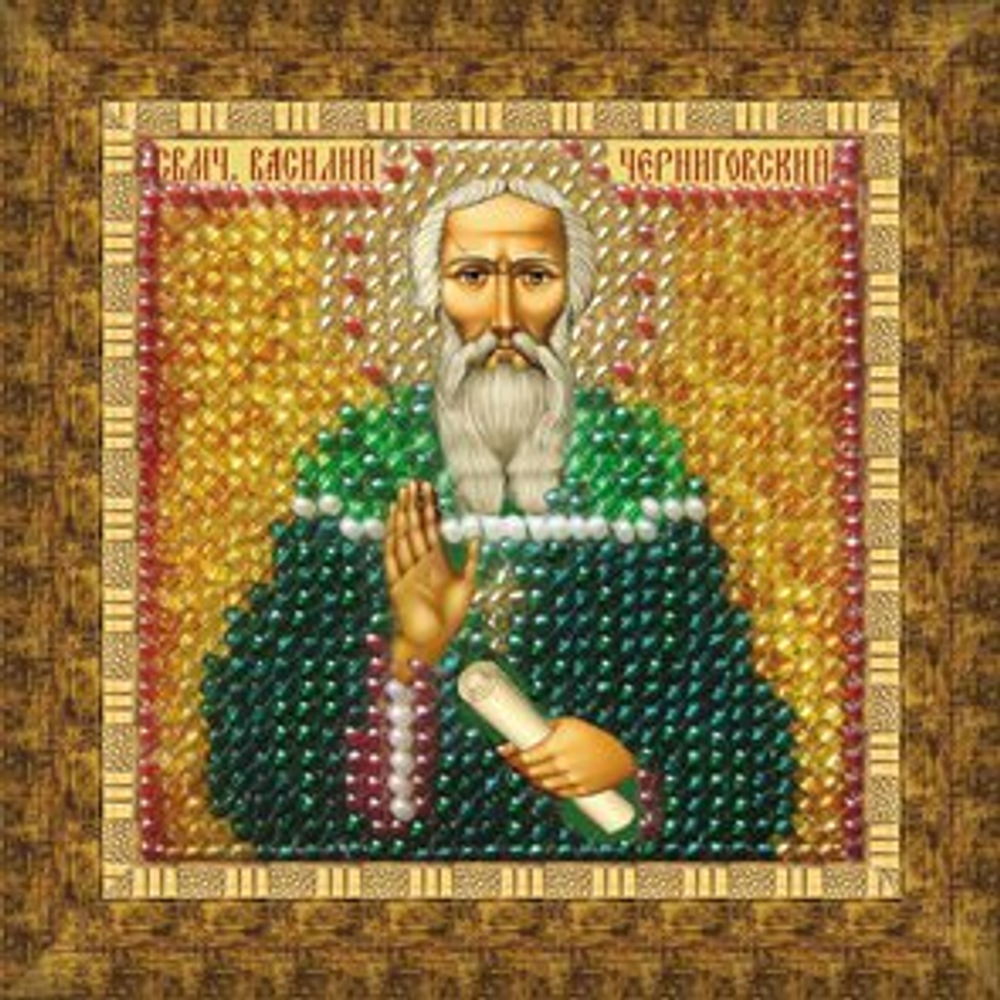 Тема: Религия, иконы, святые¶Техника: Вышивание бисером¶Размер: 6,5х6,5см (в рамке 9х9 см)¶Основа: Т