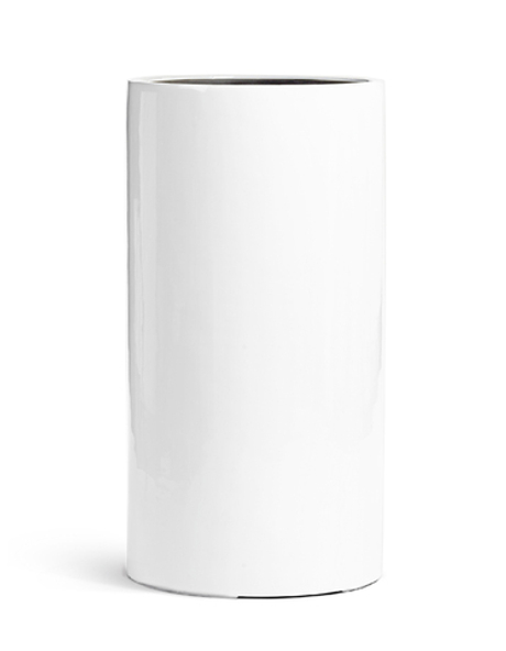 Кашпо TREEZ Effectory - серия Gloss - Высокий цилиндр - Белый глянцевый лак