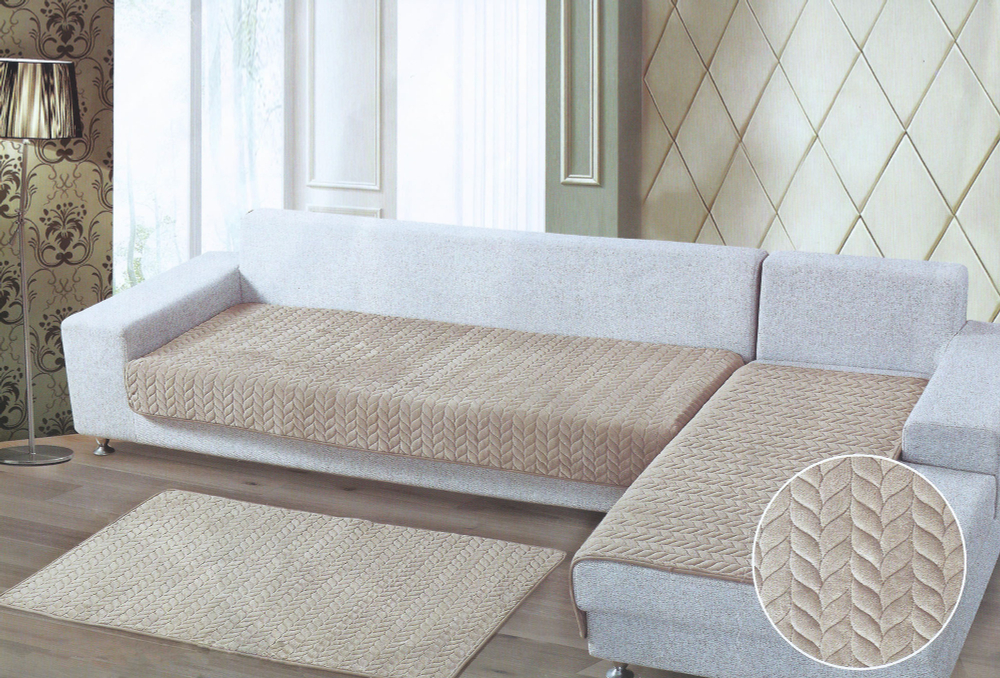 Дивандеки на угловой диван набор из 3 шт, цвет светло-коричневый