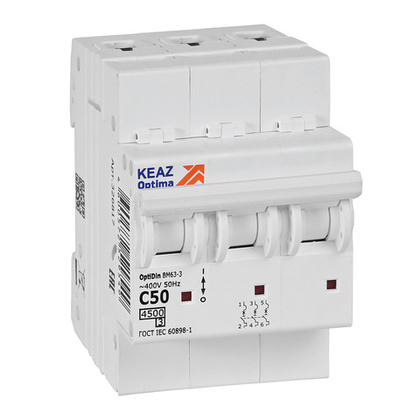 Автоматический выключатель OptiDin BM63-3C50-4,5-УХЛ3 КЭАЗ