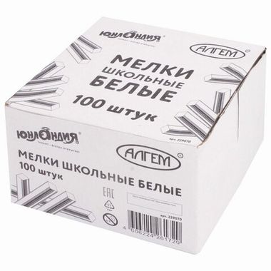 Мел белый (ЮНЛАНДИЯ) (Алгем), натуральный квадратный, упаковка 100 шт. цена за 1 шт. 229070