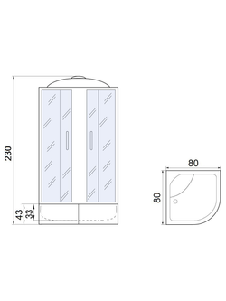Душевая кабира  МОНОМАХ 10000012113 XL 80/43 С МЗ  с поддоном