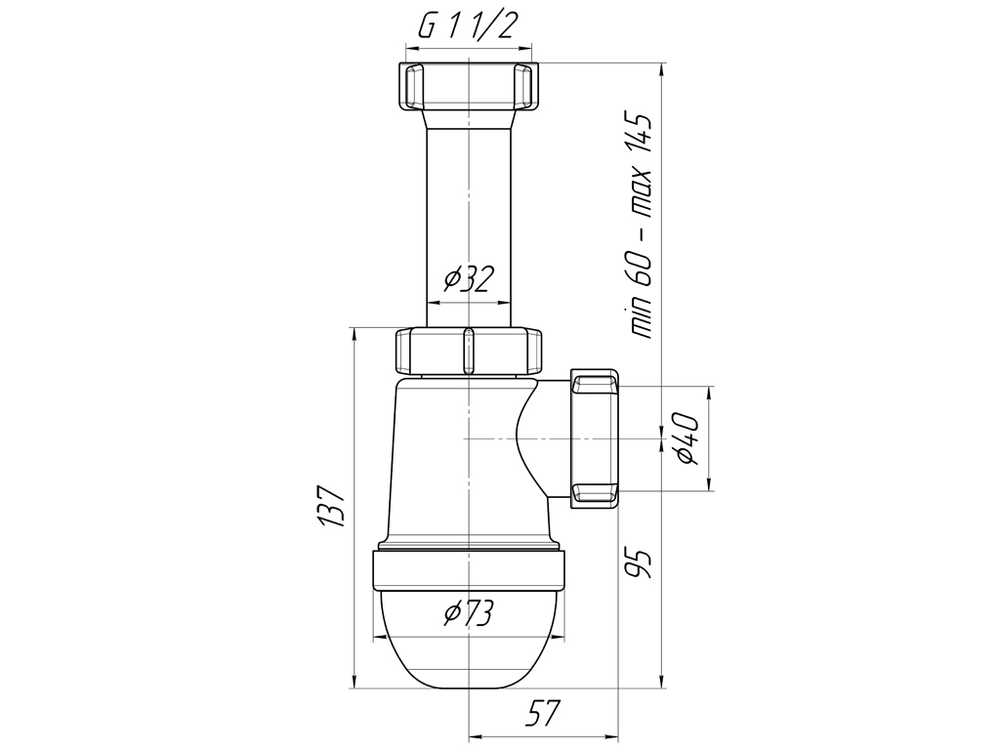 Сифон 1 1/2*40 Ani без выпуска C0120 АНИ пласт