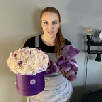 Букет гортензий с черничным мишкой «Teddy bloom symphony»