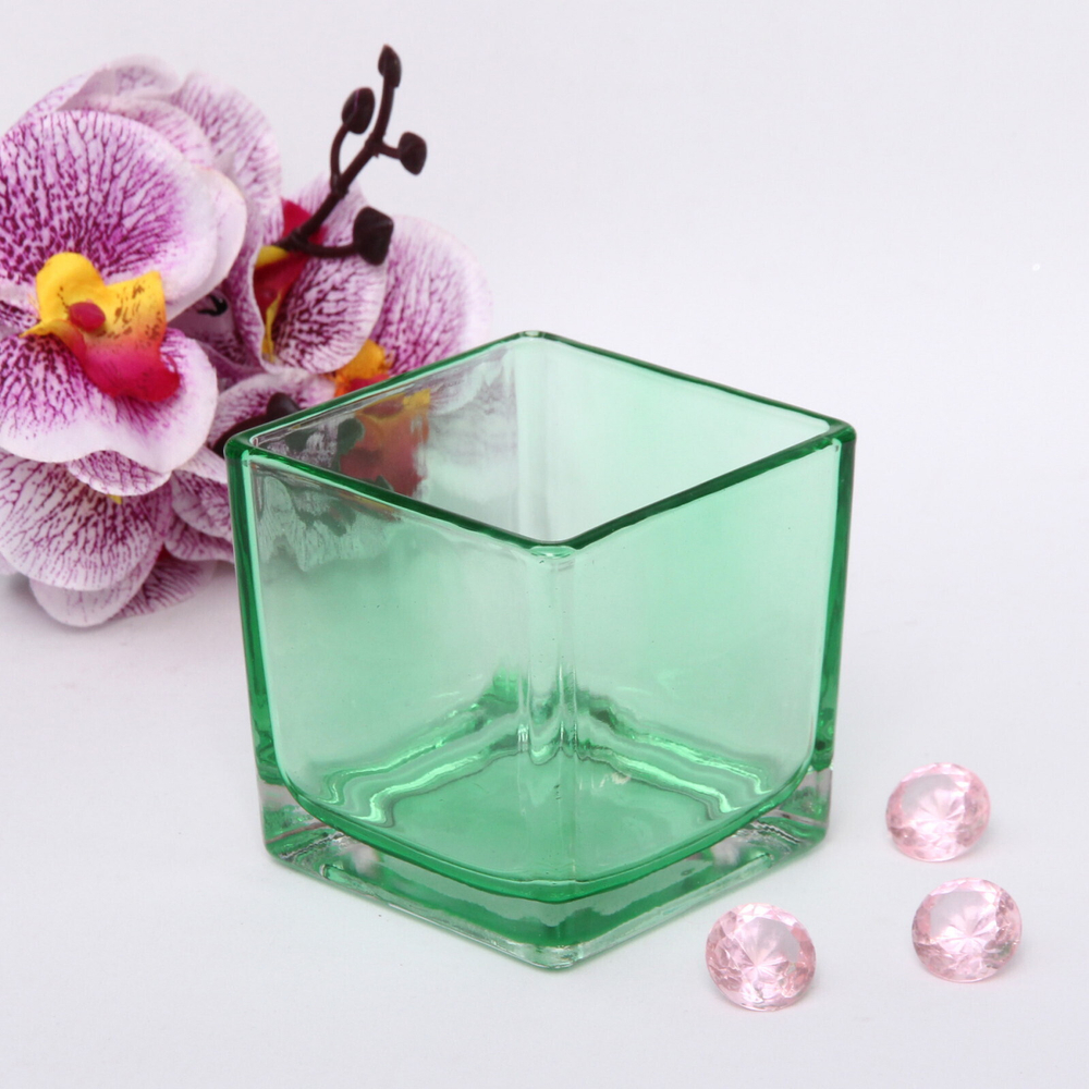 Подсвечник «Oasis-Cube» 8*8см цвет зеленый