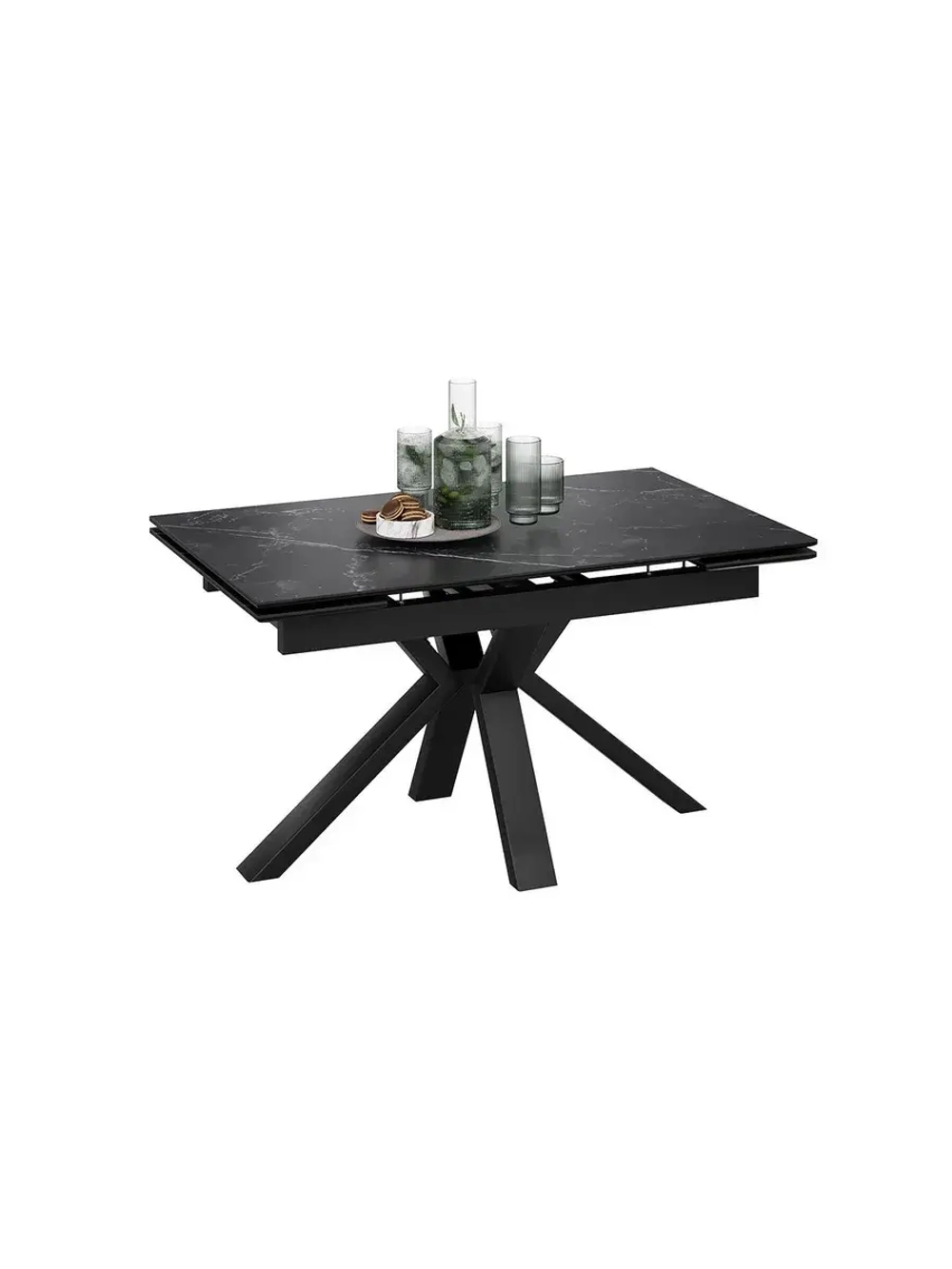 Стол кухонный Черный муар мрамор 140(200)х85х76 см