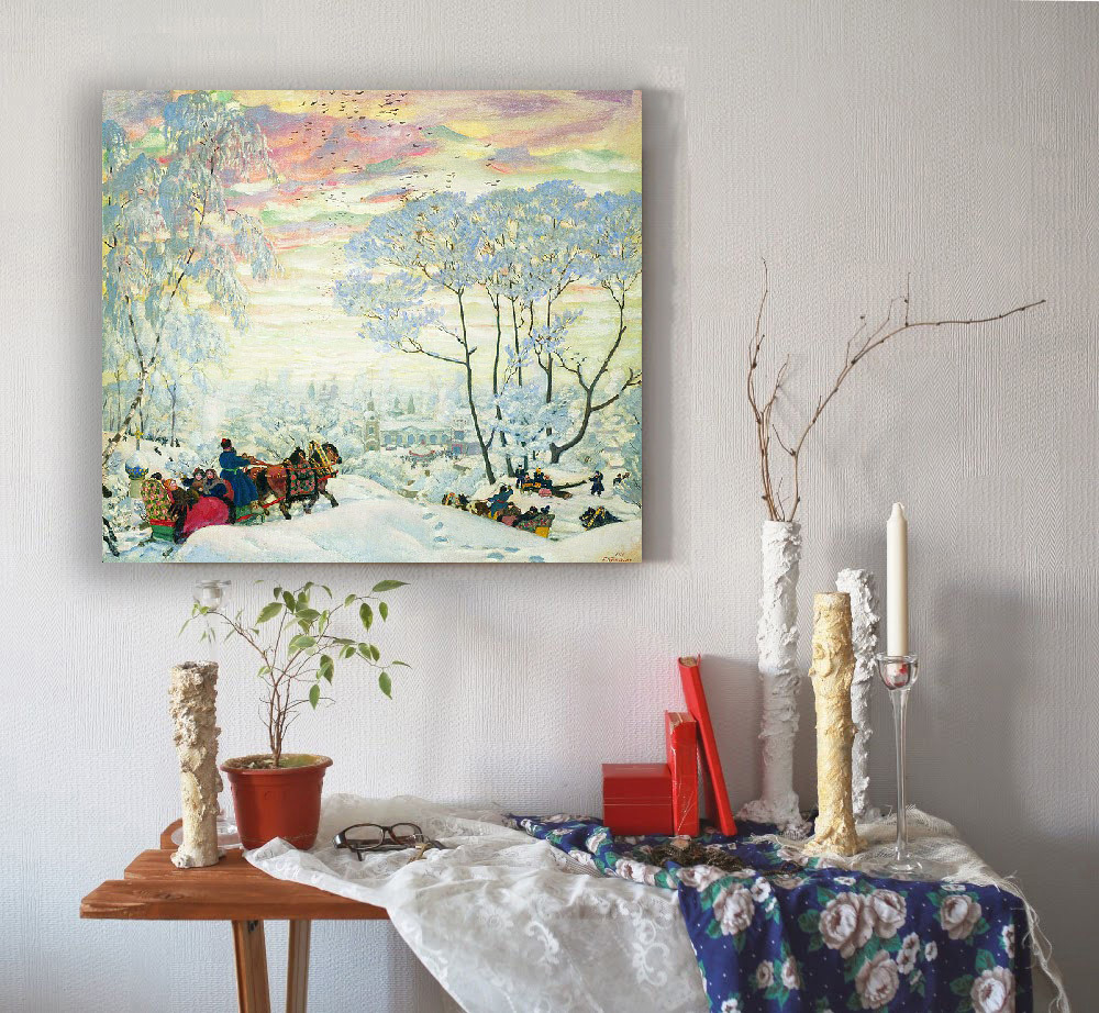 "Зима", Кустодиев Борис Михайлович, картина (репродукция)