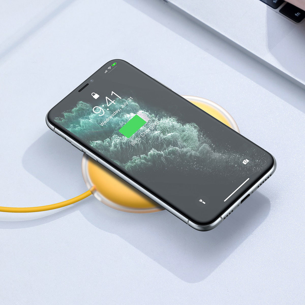 Беспроводная зарядка Baseus Jelly Wireless Charger 15W - Yellow