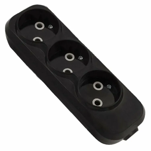 Колодка К3-2000 б/з 3 розетки 10А 250В черная PLEXUP