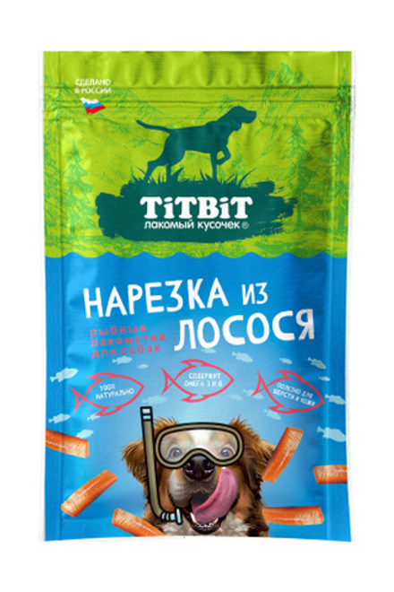 TITBIT нарезка из лосося для собак - 80 гр