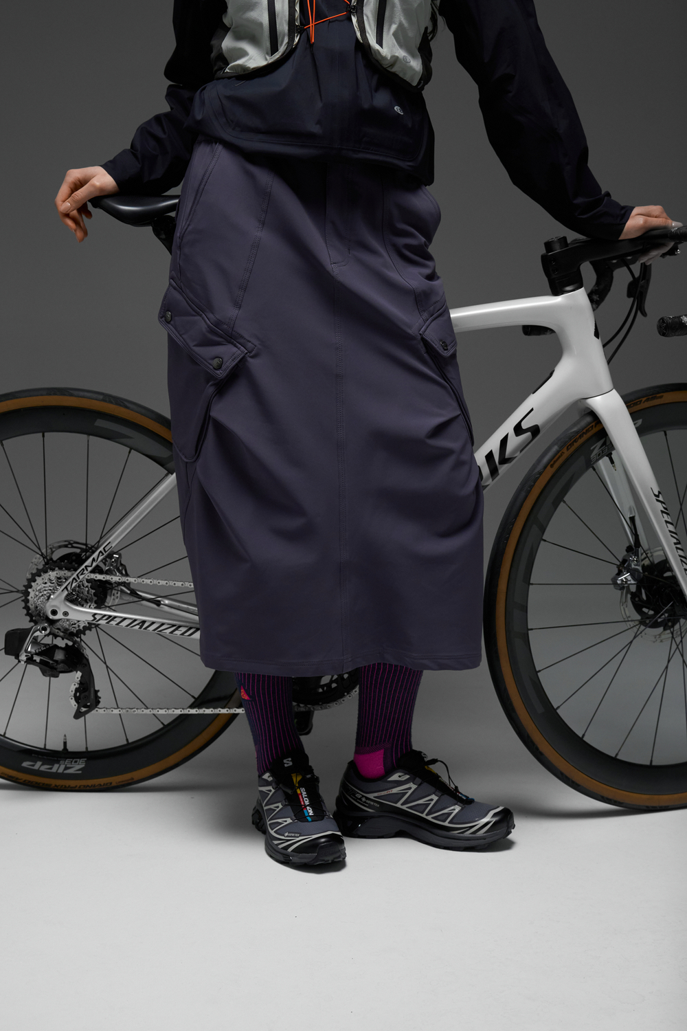 Юбка Nothomme Blue Raised-Knit Slant-Pocket Work Skirt "Gray Purple"