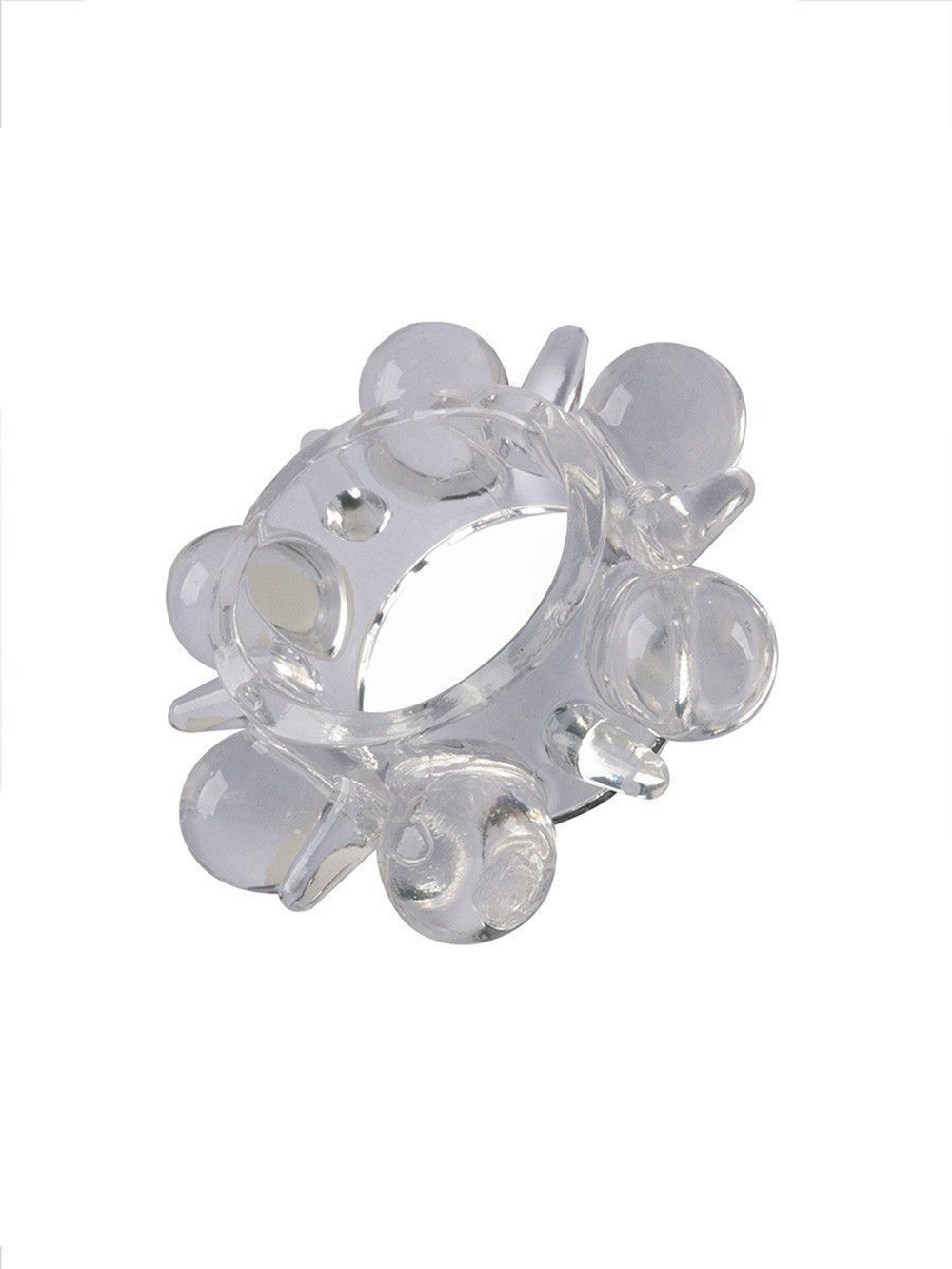 Прозрачное эрекционное кольцо с шариками и шипами (Цвет: прозрачный)