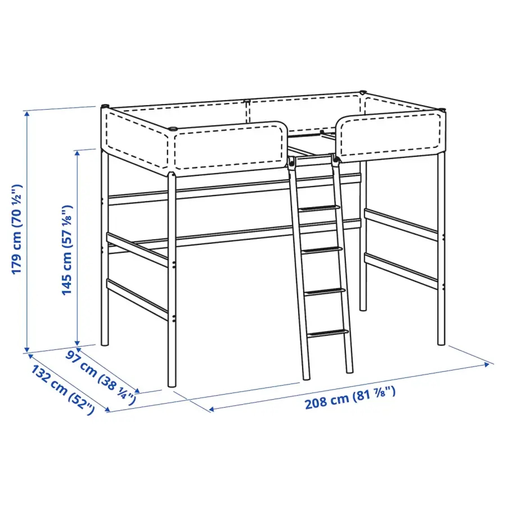 Кровать-чердак - TUFFING  IKEA/ТУФФИНГ ИКЕА,  179х97 см,  серый