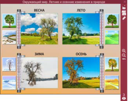 Электронные плакаты и тесты. Окружающий мир. Летние и осенние изменения в природе.