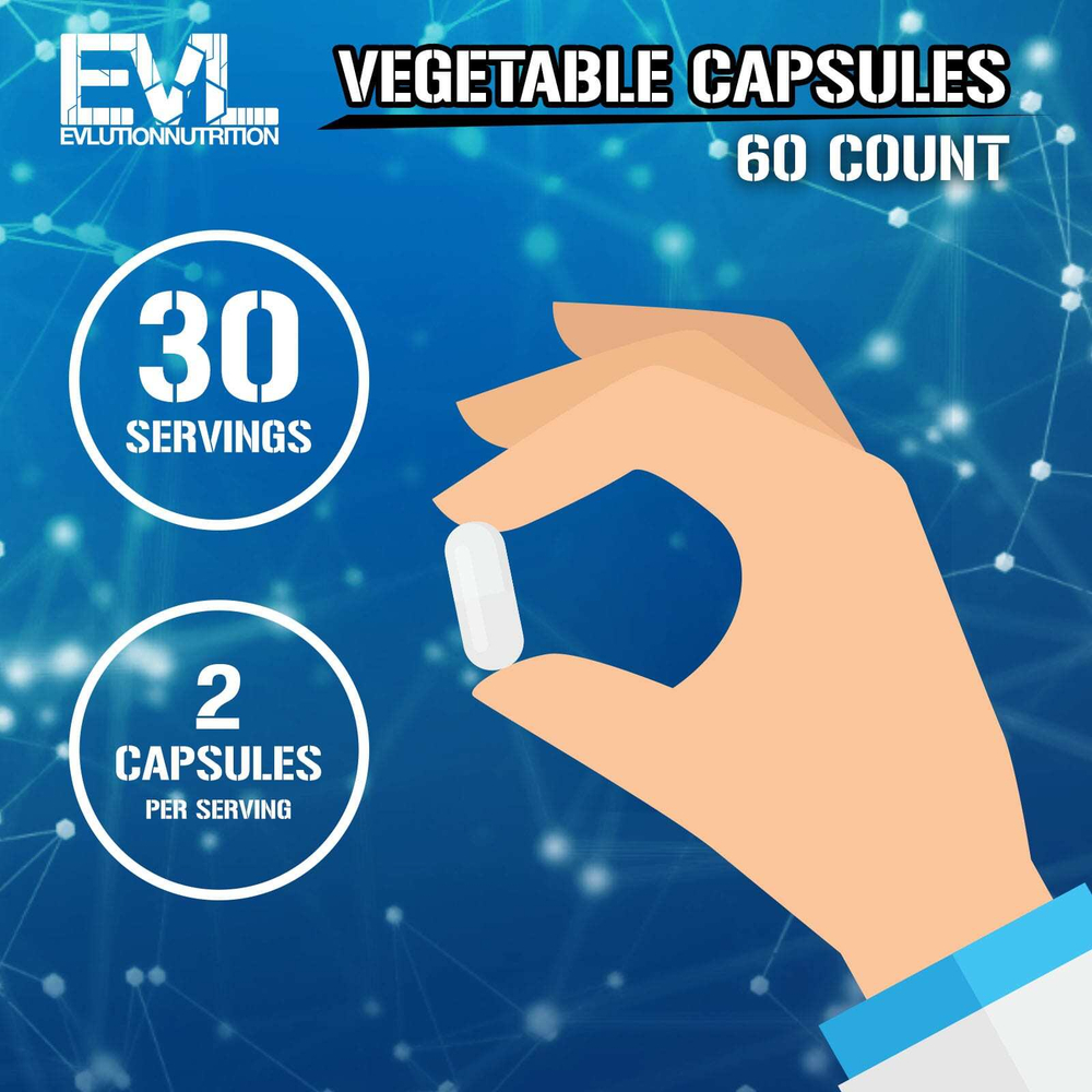 EVLution Nutrition, ежовик гребенчатый, 60 вегетарианских капсул (500 мг в 1 капсуле)