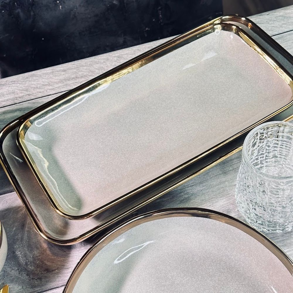 Lenardi 102-135 Набор из 2 прямоугольных блюд 35,5см STONE в под.уп.(х12)Фарфор