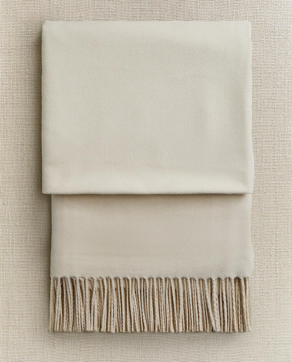 Zara Home - Декоративный плед с бахромой, экрю, 220x240 см