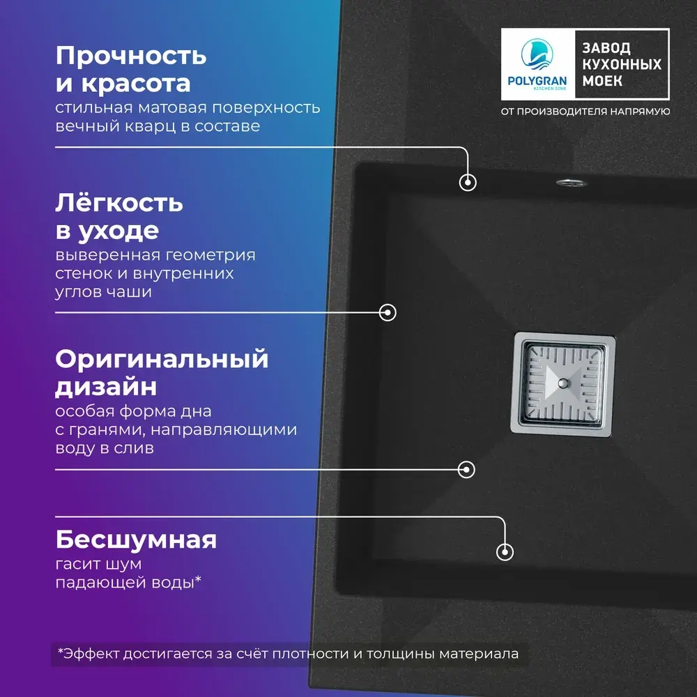 Мойка TOLERO BLADE-780 уголь (черный)