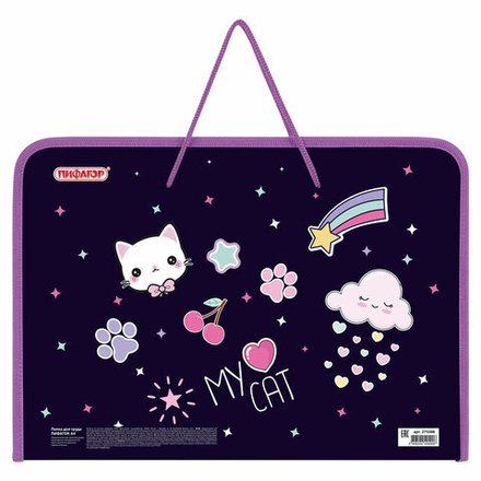 Папка для труда на молнии с ручками ПИФАГОР А4, 1 отделение, пластик, органайзер, "Leapfrog", 273388